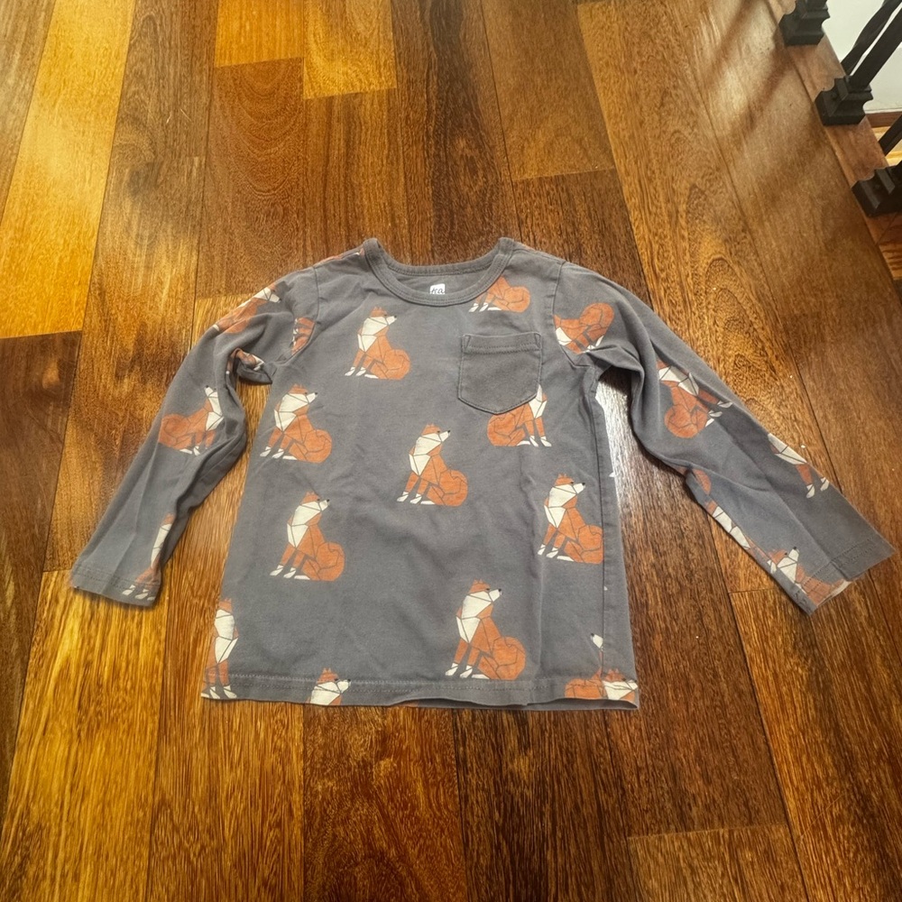 Gray Fox Print Kids Shirt